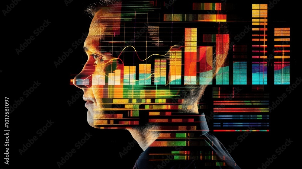 Poster profile with data visualization in colorful design
