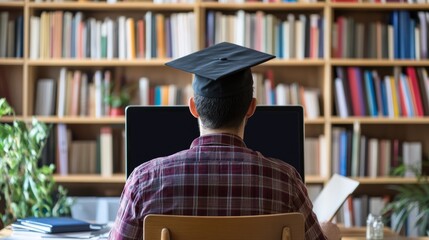 Concept of online education man use online education