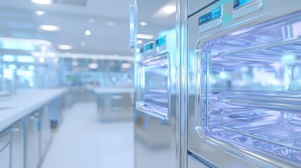 Modern Commercial Kitchen Interior with Stainless Steel Appliances and Equipment