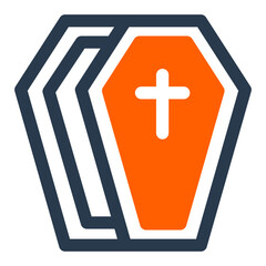 Obraz premium Traditional Wooden Coffin with Cross