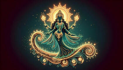 Obraz premium God umadevi hindu style neon light background 