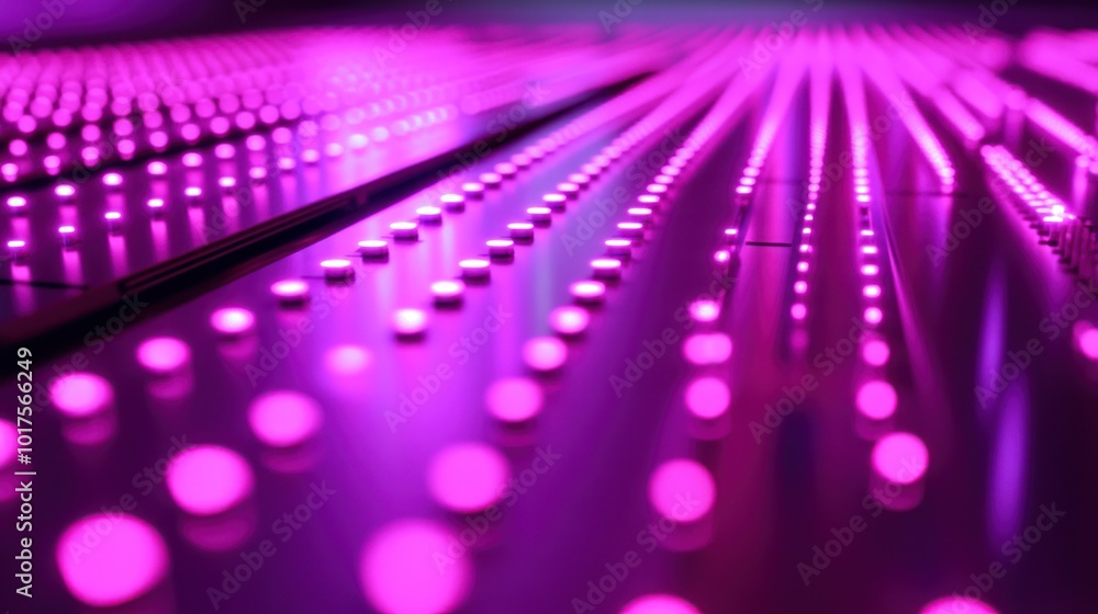 Aufkleber a close-up view of illuminated pink led lights arranged in a pattern.