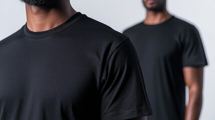 Blank Black T Shirt Mockup   Front and Back Views  Isolated on White Background
