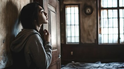 A Serene Moment of Contemplation in an Abandoned Space