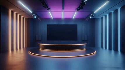 Video conferencing virtual studio background 3D rendering. ai generate high resolution image