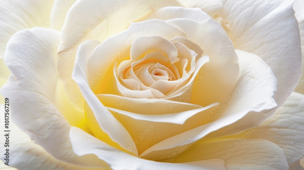 Poster Delicate White Rose Blossom Close-Up Image