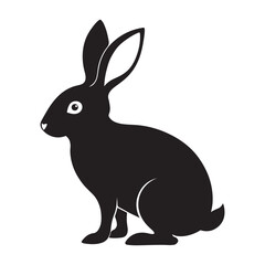 Fototapeta premium Black bunny silhouette vector illustration isolated on white background.