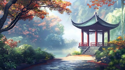 nice anime landscape theme with colorful
