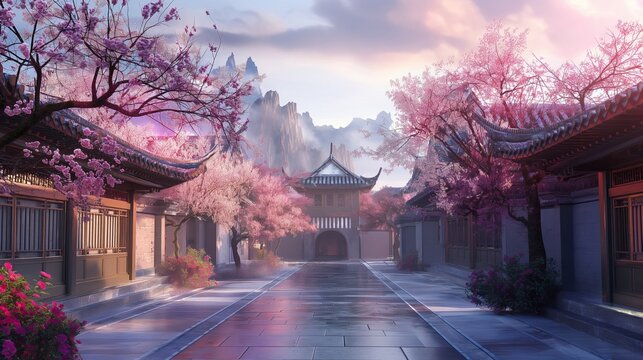 nice anime landscape theme with colorful