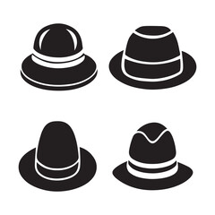 Black Cowboy hat logo icon design vector illustration isolated on white background.