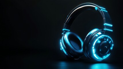 Futuristic Headphones with Glowing Blue Lights