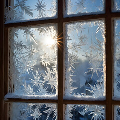 Frost-Covered Window with Soft Light