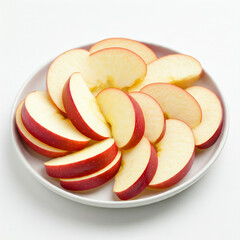 red apple on a plate. close up of slice of apple in a plate. tasty delicious healthy food slice of apple in plate.