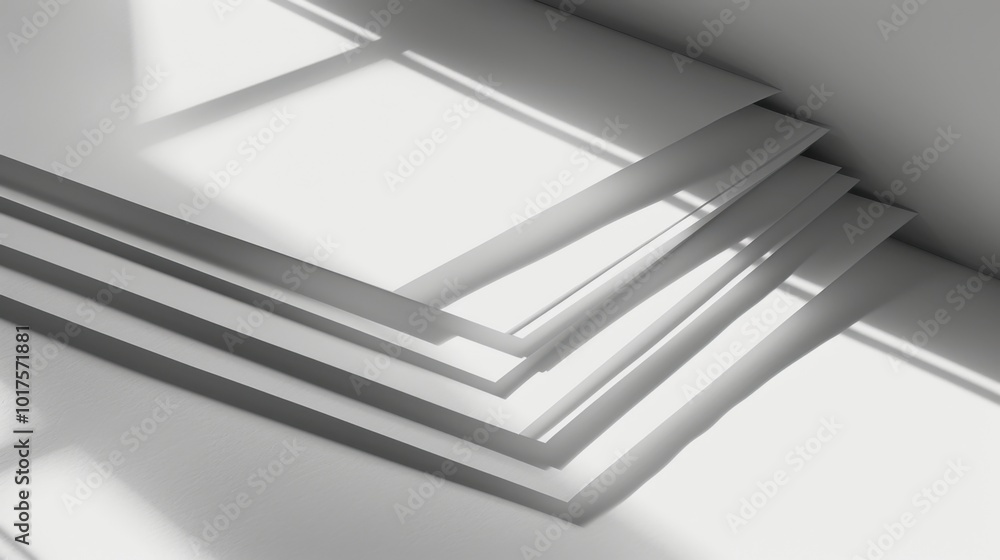 Aufkleber soft shadows on layers of paper in minimalist setting