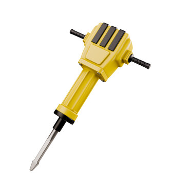 black yellow construction concrete breaker machine or jackhammer pneumatic hammer drill isolated on white background 3d element icon