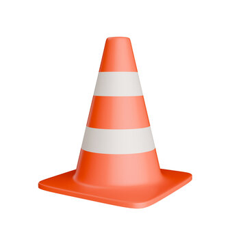 construction traffic cone isolated on white background 3d element icon