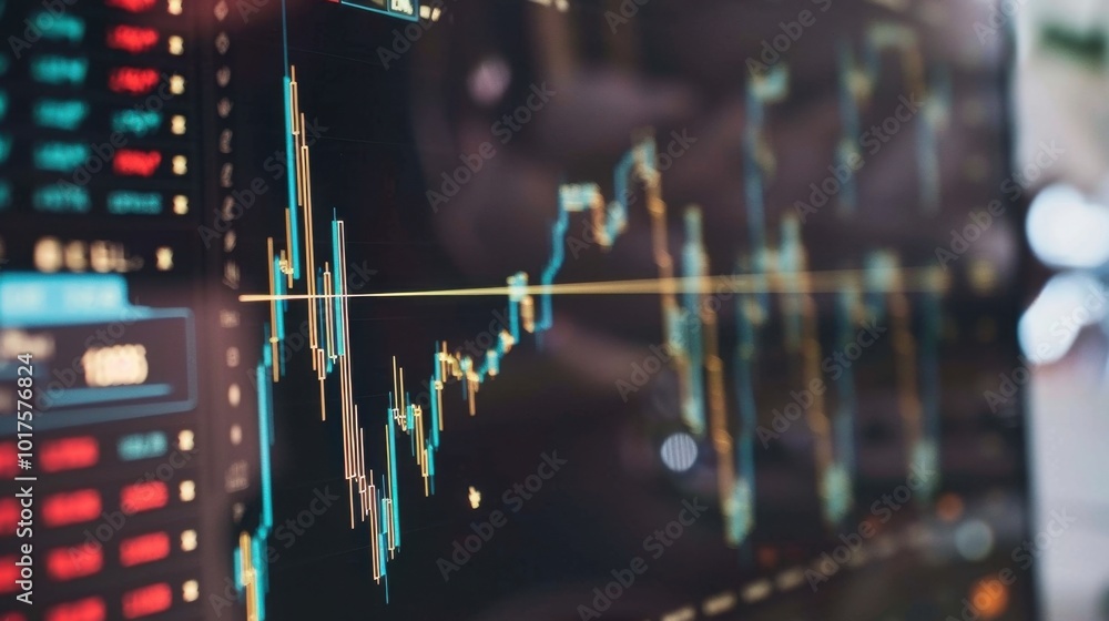 Aufkleber stock market graph analysis with data visualization