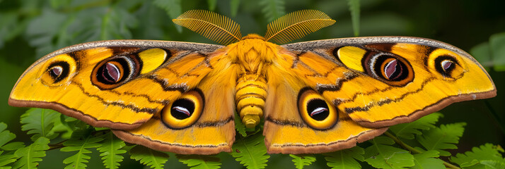 The Enchanting Beauty of an Io Moth in Its Natural Habitat: A Study in Insect Macro Photography