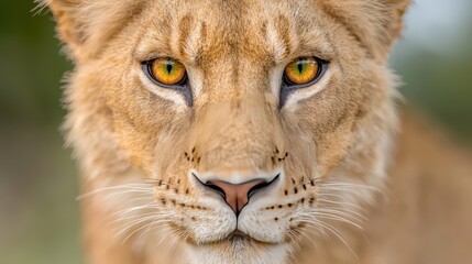 Fototapeta premium Close up Portrait of a Lion with Intense Golden Eyes
