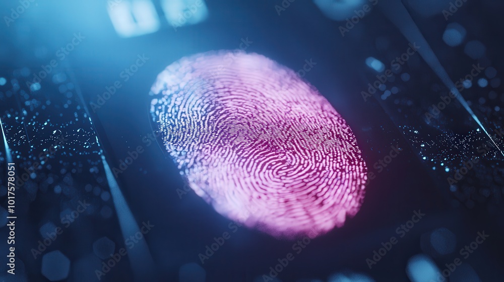 Poster digital fingerprint scan biometric authentication security technology access control