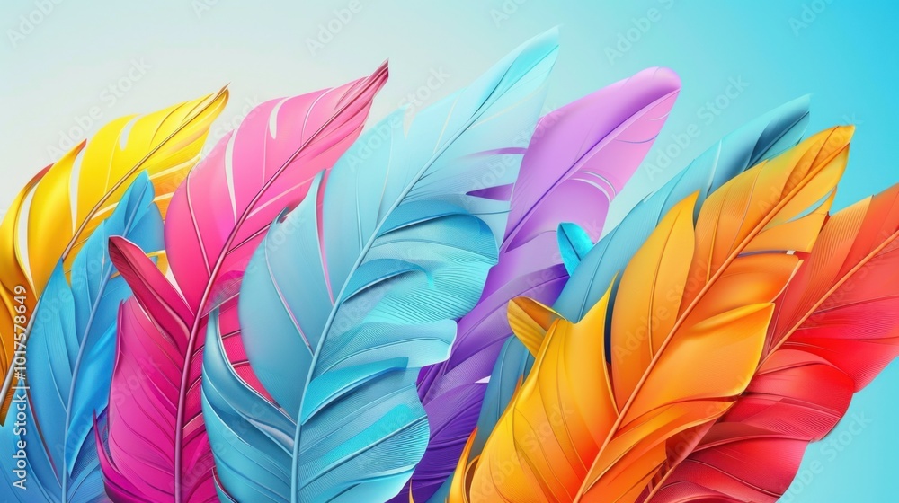 Poster Colorful Feather Design for Artistic Backgrounds