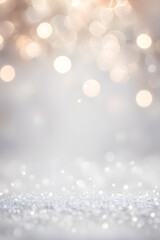 Silver christmas with bokeh lights background