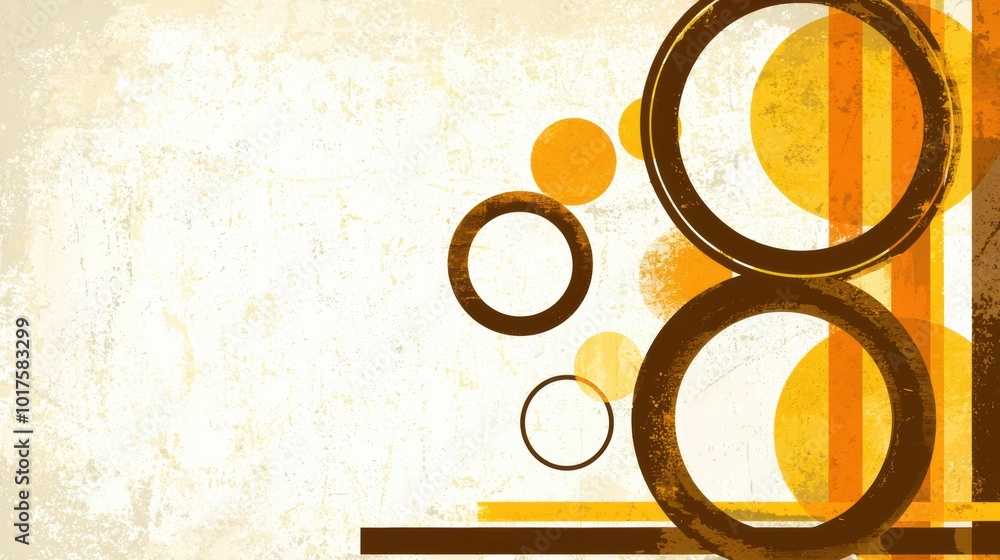 Poster abstract pattern with circles and textures in yellow tones