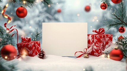 christmas greeting card template for gift and year end discount