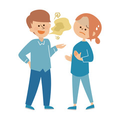 口臭のある男性　夫婦　カップル　かわいいイラスト素材