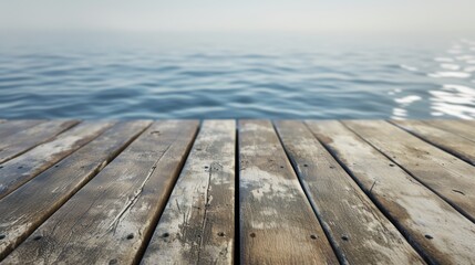 Wooden Dock Over Calm Lake Water - Scenic Landscape