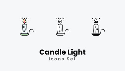 Candle Light Icons thin line and glyph vector icon stock illustration