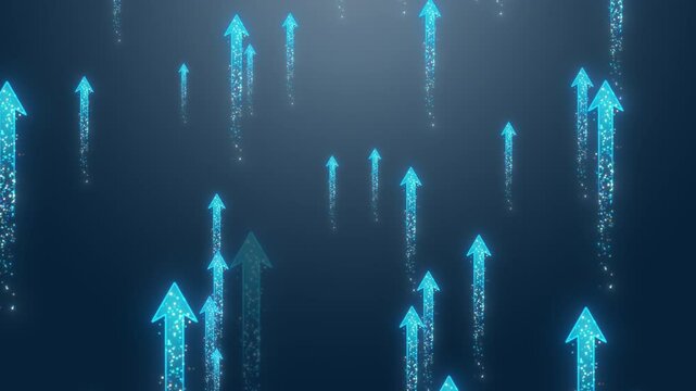 Elevating Business Success: Ascending Arrows with Alpha Channel. (Change at 10 and 20 seconds)