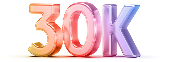 30K Followers Gradient 3D Number