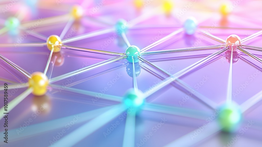Aufkleber colorful network connection abstract interconnected sphere structure technology concept