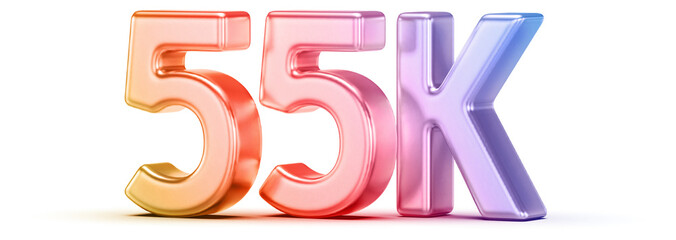 55K Followers Gradient 3D Number