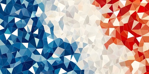 
Background of geometric triangle shapes in various shades of white, blue and red, creating an abstract mosaic effect, generative ai
