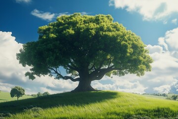 Fototapeta premium giant tree in the grasslands by generative ai