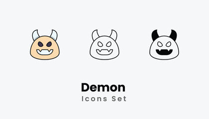 Demon  Icons thin line and glyph vector icon stock illustration © Hexagon Designes