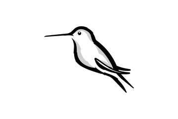 HummingBird Design Graphic Wildlife Black Colored Illustration