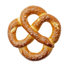 Isolated pretzel on a clean white background, showcasing its twisted shape and golden-brown texture. PNG