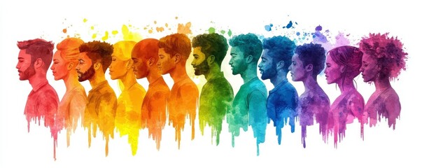 Diversity inclusion and equality concept. Group of multicultural and multiethnic men and women. Silhouette people of diverse cultures.Editable brochure template flyer leaflet cover, Generative AI