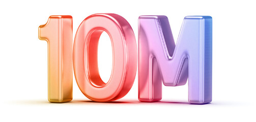 10M Followers Gradient 3D Number