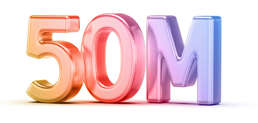 50M Followers Gradient 3D Number