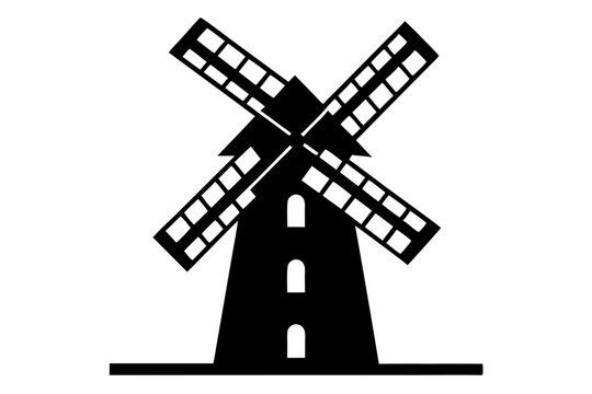 recommend clip art: Windmill | vector silhouette illustration on white background