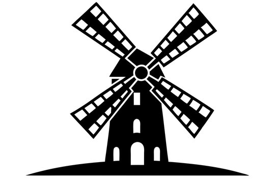 recommend clip art: Windmill | vector silhouette illustration on white background