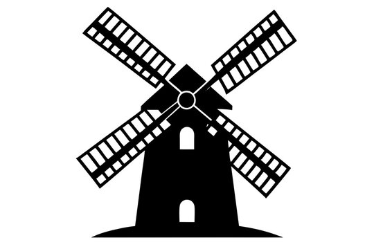 recommend clip art: Windmill | vector silhouette illustration on white background