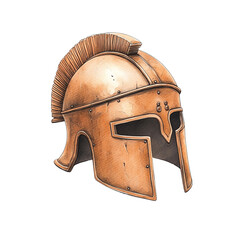 Obraz premium Ancient bronze helmet with a distinctive crest, isolated on transparent or white background.