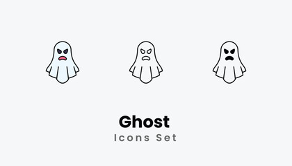 Ghost  Icons thin line and glyph vector icon stock illustration