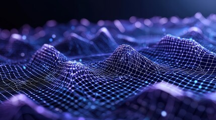 Abstract Futuristic Digital Landscape with Interconnected Data Nodes