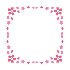 Floral pattern of cherry blossoms. Decorative frame. Vector background illustration.